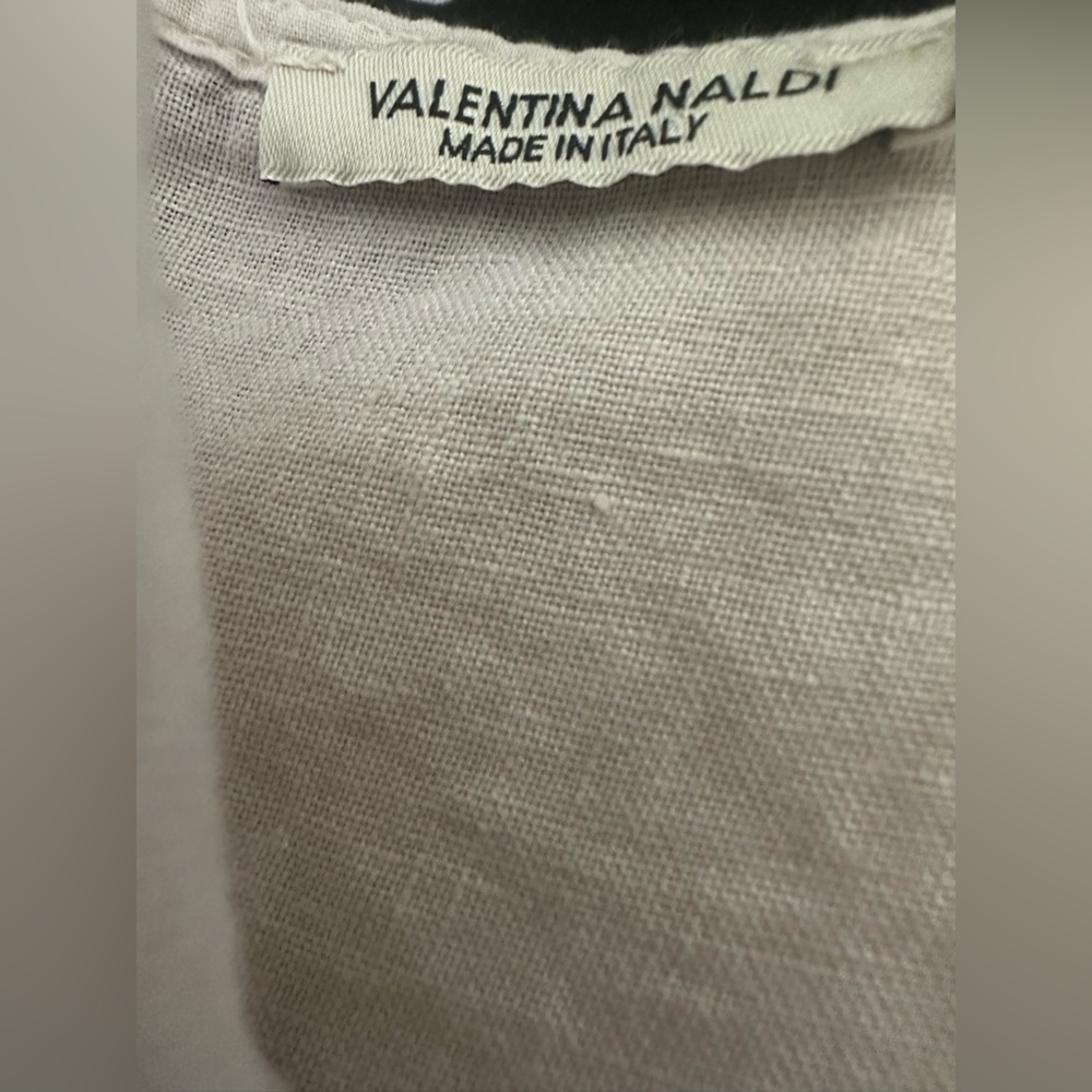 Valentina Naldi 100% Linen Women’s Tunic L/XL One Size Lace Trim Boho Italy 0157 - Picture 5 of 8
